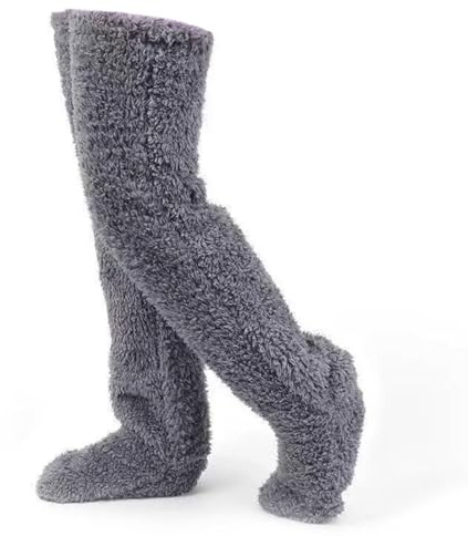 Feliciay SnugglePaws Sock Slippers,Sock Slippers for Women,Warm Cute Fluffy Leg Cover Socking Knee Socks Leg warmers Slipper Socks Cozy Soft Fluffy Thick Fuzzy Socks for Women Winter Warm(grey)