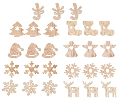 100 Stück Weihnachtsbaum Anhänger Holz, Kleine Anhänger Holz Deko für Weihnachten, Weihnachten Holzanhänger, Mini Holzdeko Weihnachtsbaumanhänger, Für Weihnachten Geschenke DIY Basteln Geschenkbox