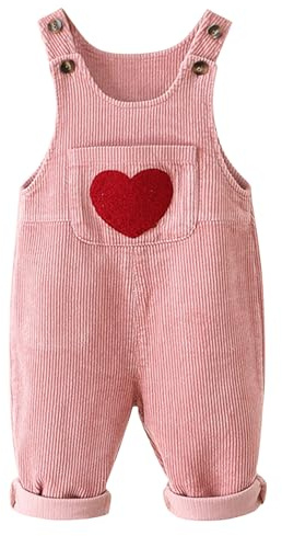 semen Baby Girls Boys Corduroy Bib Overalls Pants Cute Suspender Trousers One Piece Jumpsuit Dungarees with Front Pocket(12-18 Months, Pink)
