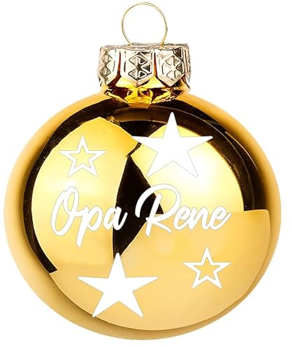 Weihnachtskugel mit Name Bedruckte aus Glas 8cm Wunschtext | Matt &Glänzend Personalisierte Christbaumkugel Groß | Weihnachten, Weihnachtsbaumschmuck | Kugeln (Glänzend, Gold)