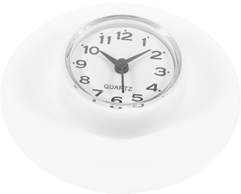 Holibanna Badezimmeruhr mit Saugnapf Wanduhr Vintage-Dekor Loop-Badezimmeruhr Duschwecker Duschuhr Modellieren Badezimmer Aufkleber Spiegel Aufkleber schmücken Sauger Uhr Kieselgel Weiß