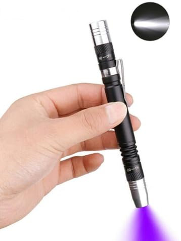LIAISIMI UV luce nera torcia elettrica 2-in-1 LED con luce viola e bianca 395nm rivelatore di urina UV, utilizzato per la moneta contraffatta e macchie animali su tappeti e tende (1 Pack)