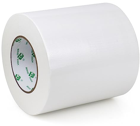 BOMEI PACK White Duct Tape Wide 150mm x 50m 1 Roll Reinforced Waterproofs Cloth Gaffer Tape for Pipelines Ducts Fixing Repairing Heavy Duty Moving Sealing Bundling Strapping