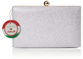 Michelle Moon - Pochette Donna Elegante Lilla per Matrimoni, Feste ed Eventi | Clutch Lilla con Tracolla, Ideale Come Borsa Elegante Donna Cerimonia; Pochette Lilla con Glitter per Occasioni Speciali