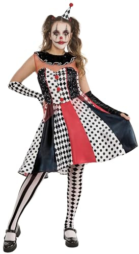 Rubies 1001699M000 Monochrome Clown Dress Adult Fancy, Women, Multicoloured, 14-16 Halloween