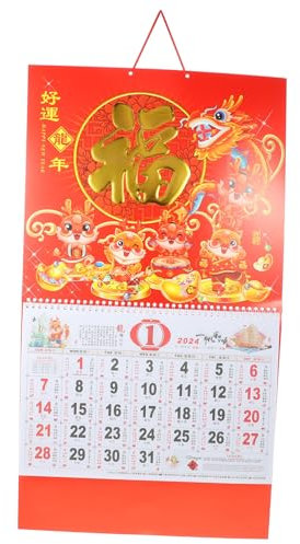 COHEALI Hängender Kalender 2024 Neujahr Drachenstil Chinesischer Sternzeichen Kalenderplaner
