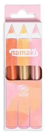 Namaki Organic Jumbo Glitter Make-up Bleistifte für Kinder - Kupfer, Gold, Rosa - Zertifiziert Cosmos Organic