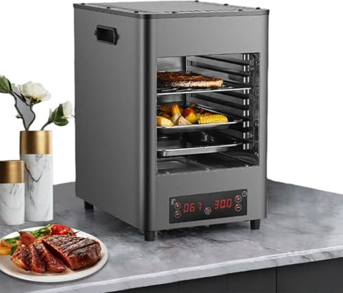 twostronking Electric Steak Grill, With Touch Button, 5 min Fast Preheating, Adjustable Time and Temperature, Max Temperature 800℃, Suitable for Family Gatherings, Restaurants, Camping
