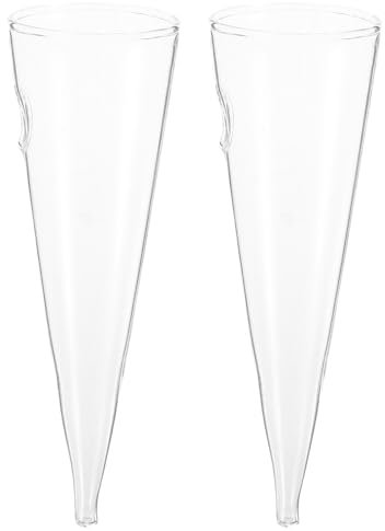 Alipis 2 jarrones de cristal montados en la pared con forma de cono transparente para decoración del hogar y la oficina, elegante soporte para flores colgantes