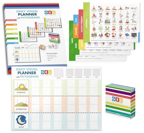 Autism Aids | Now and Next Board Autism | Daily planner Chart for Children with Pecs Cards | Daily Visual Planner with Pictograms - Editorial GEU