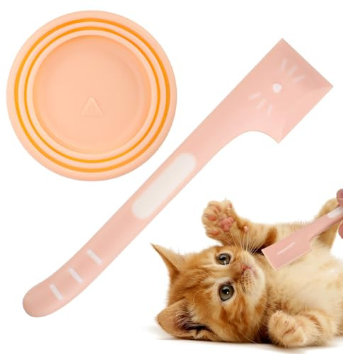 BOXOB Cat Food Spoon & Can Lid Covers, Cute Tin Universal Silicone Cat Spoons for Wet Food Versatile Pet Mixing Lid Lickable Pet Strip Feeders for Kitty Dog Essentials