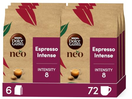 NEO Espresso Intense par NESCAFÉ® Dolce Gusto® - 72 Dosettes de café (6 boîtes de 12 dosettes) - Compatibles uniquement avec les machines à café NESCAFÉ Dolce Gusto NEO
