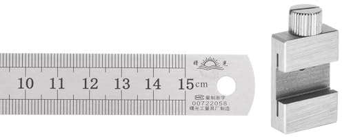 TA-VIGOR Stainless Steel Ruler with Scriber Block, 15cm Length Metric Straight Rulers, 0.7mm Thick Metal Ruler, Precision Measuring Tool for School, Office, Sewing, Craft and DIY Use, Silver Tone