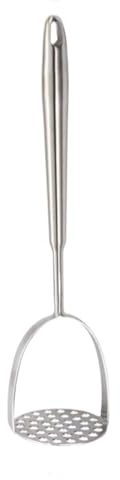 Presse-purée manuel robuste en acier inoxydable | Broyeur de légumes et presse alimentaire polyvalent pour écraser, écraser et broyer (argent, taille L)