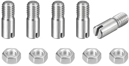 sourcing map 5 perni cilindrici con intaglio, M5 x 12 mm, in acciaio inossidabile 304, con filettatura esterna, viti con scanalatura con dado per installazione di mobili per armadi (GB878)