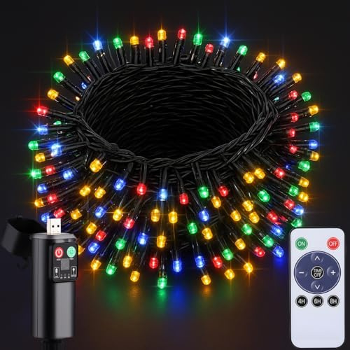 Guirlande Lumineuse Sapin de Noel - à Piles 20M 200 LED Rechargeable USB Multicolore Noel Lumineuse Extérieure Intérieur Télécommande Imperméable pour Christmas Jardin Arbre Mariage Halloween Fête