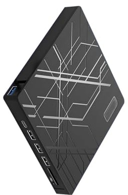 Lecteur de disque externe compact USB C à haute vitesse pour ordinateur portable de bureau, stockage de données, graveur CD/DVD pour ordinateur portable et ordinateur de bureau