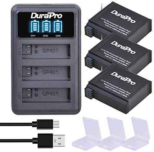 Durapro 3Pcs 1680mAh AHDBT-401 Battery + LED USB 3-Slots Charger for Gopro Hero 4 AHDBT 401 Action Camera Accessories