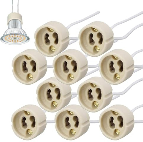 10 Stück GU10 Fassung mit Keramik-Sockel & 15cm Silikonkabel (600°C hitzebeständig) - Einfache Anschlussdose für LED & Halogenlampen, 0-250V, Plug & Play (0.75mm²)