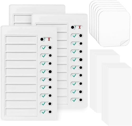 3 Pcs to Do List Checklist Board, Chores Chart for Kids Adults Routine Chart for Children, to Do Board for Wall Fridge Kitchen, to Do List Planner with 6 Acrylic Adhesive, 20 Replaceable Blank Paper