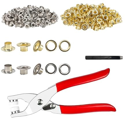 COEWUR 400 PCS Eyelet Punch Kit, 1/4 Inch (6mm) Metal Eyelet Hole Punch Pliers, 2 Colors Grommet Tool Kit for DIY Belts/Shoes/Workbooks/Poster/Garden Sheets