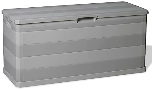 Frdhee Aufbewahrungsbox Schuhbox, Gartenbox Grau 117×45×56 cm, Ideal für Garten, Terrasse & Balkon