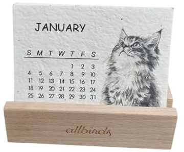Pflanzbarer Saatkalender 2026, Saatgut Adventskalender, Recyceltem Saatpapier Tischkalender mit Katzen- /Pferdemotiv, Haushalt Planungszubehör, für Frauen
