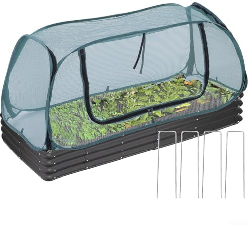 Gartenabdeckung für Hochbeete mit Doppelreißverschluss-Belüftung und stabiler Konstruktion, die Schutz vor Schädlingen und Wetterschwankungen bietet (grün, 115 x 50 x 45)