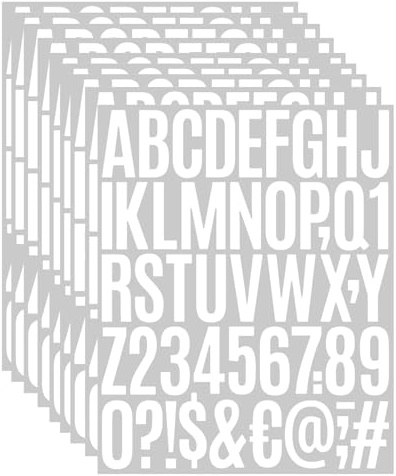 KiKiHong Numeros y Letras Adhesivas 5 cm Letras y Números Adhesivos Resistentes a la Intemperie para Decorar Ventanas,Etiquetar Puertas,Personalizar Coches y Marcar Buzones(Blanco)
