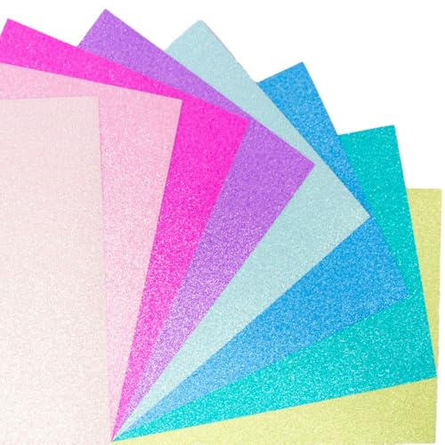 Craftelier - Cartulina Purpurina, Paquete de 24 Hojas y 8 Colores Arcoíris, 190 GSM 15,24 x 20,32 cm, (6 x 8), Papel Brillante Scrapbooking sin Pérdida de Purpurina para Manualidades