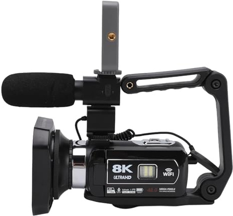 Tosuny Videocámara 8K con Foto de 64MP, Cámara de Video WiFi con Zoom Digital 18X con Pantalla Táctil de 3 Pulgadas, Micrófono Externo, Estabilización de 6 Ejes para Vlogging