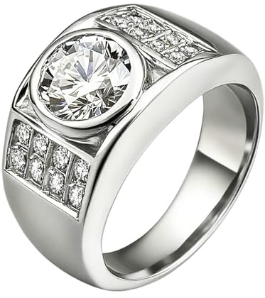 Moissanite Ring Weißgold, Ehering Frau Siegelring mit Moissanit 9K 14K 18K Weißgold