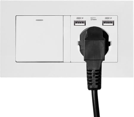 Interruptores Eléctricos Con Enchufe | Diseño Empotrado Resistente A Los Arañazos | Enchufe Con Interruptores,Para Hogar Interior Jardín Patio Dormitorio Cocina Dormitorio Apartamento