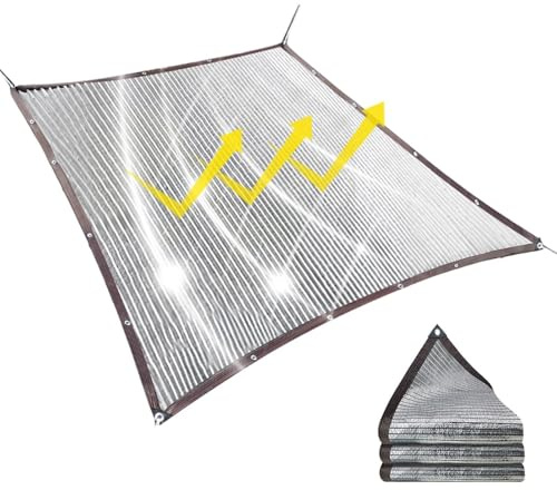 Tela Sombra para Plantas | Lámina de Aluminio Reflectante Plateada con protección UV y Ojales | Jardín Y Pantalla Sombra | para Patio, Invernadero, Jardín, Balcón, Parterre, Coche, Gallinero y Caseta