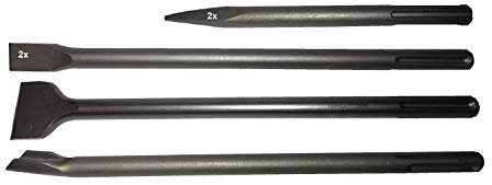SDS MAX Meißel Set Satz 6-teilig 2 x Spitz – 2 x Flach – Spat – Kanal Meissel