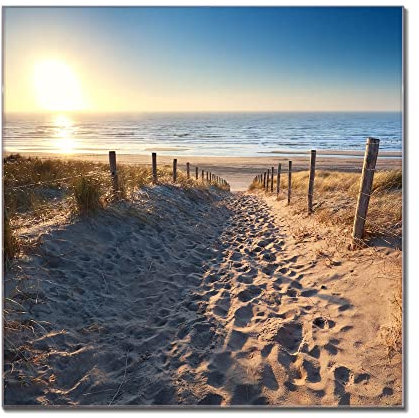 banjado Glas Magnettafel (75 x 50cm) - Magnetwand Glas - Magnetpinnwand als Memoboard - Pinnwand Magnettafel Küche, Büro, Kinderzimmer - Nordseestrand