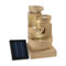 Blumfeldt Korinth Zierbrunnen - Gartenbrunnen, stimmungsvolles Wasserspiel, Solarbetrieb, 3 Watt Solar LED, Pumpe, 4 Etagen, 250 l/h Wasserfluss, Innen- oder Außenbereich, Sandsteinoptik