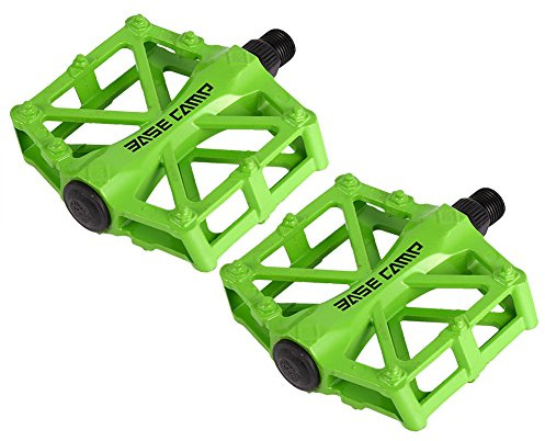 Dilwe Aluminium-Fahrradpedale, Flachpedal, Grün, für Mountainbike und Rennrad, 0.32 kg, 9/16 zoll