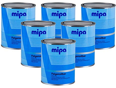 6x MIPA Felgensilber Autofelgenlack Felgenlack silber Einschicht-Lack 1 L Liter