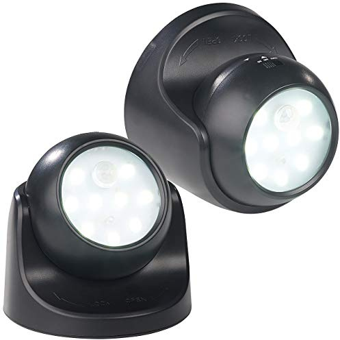 Luminea Kabellose LED Leuchte: 2er-Set kabellose LED-Strahler, Bewegungssensor, 360° drehbar,100 lm (Lampe, Lampe Batterie, Spot)