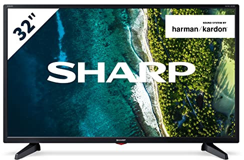 SHARP 1T C32BB3IE1NB 32 Inch TV, 720p, HD Display with Harman/Kardon Speakers, Dolby Digital Audio Decoder, 3 x HDMI Ports, 2 x USB Ports, Scart Socket and Freeview HD - Black