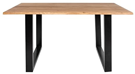 SAM Esstisch Enrico 120x80 cm Eiche Rustik Baumkante U-Gestell schwarz