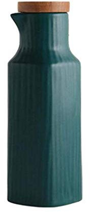 Aceitera y vinagrera Antigoteo Dispensador de Botella de vinagre de Aceite de Oliva cerámica 40 0 ml Botella de Almacenamiento de Aceite Botella de Especias de cerámica Artesanal (Color : Green)