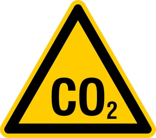 Aufkleber Warnzeichen „Warnung vor CO2“ Erstickungsgefahr Folie selbstklebend, signalgelb | SL 5-30 cm Made in Germany, Größe: SL 30cm