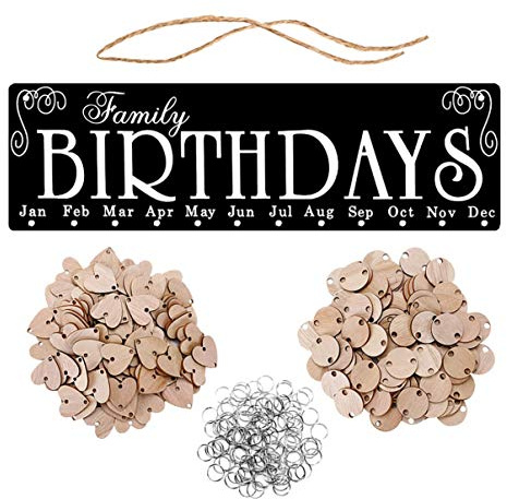 Family Birthday Calendar Wooden Reminder Board Wall Hanging Calendar Home Deocr Anniversary for Hanging Colored Pendant