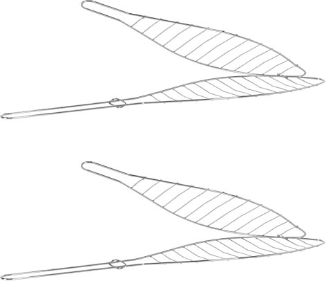 HAC24 2X Edelstahl BBQ Fischbräter 42 x 9 cm Fischgriller Fischzange Fischhalter Fischgitter Fischwender Fisch Mais Grillkorb