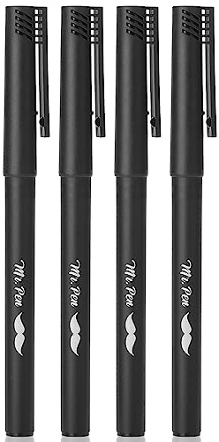 Mr. Pen- Black Fineliner Pens, 4 Pack, 0.5mm Fine Point, Permanent Ink, Oil-Based, Quick Dry, Smooth Writing, Bold Lines, Fineliner Marker Pens for Transparent Sticky Notes, Planner, Journaling
