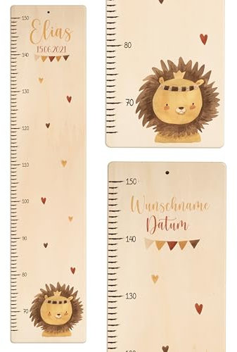 KIDSMOOD - Messlatte für Kinderzimmer Personalisiert, 70-140 cm - Messlatte Kinder Holz personalisiert Mit Namen für Baby- & Kleinkinderzimmer - Individuelles Geschenk für Kinder und Babys zum Geburt