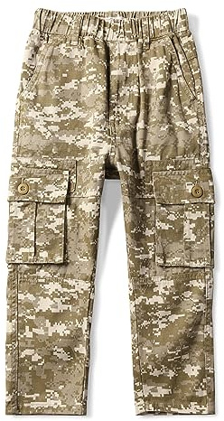 Pantaloni cargo da ragazzo, elastico in vita con tasche multiple, pantaloni casual per attività all'aperto, Camo S, 13-14 Anni