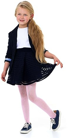 LORES Collant A Rete Per Bambini Ragazze Colori Solidi Elegante Casual Confortevole Balletto Cosplay Costume di Halloween Danza Collant Scuola di Pizzo, Rosa 5/6 anni (110-116 cm)